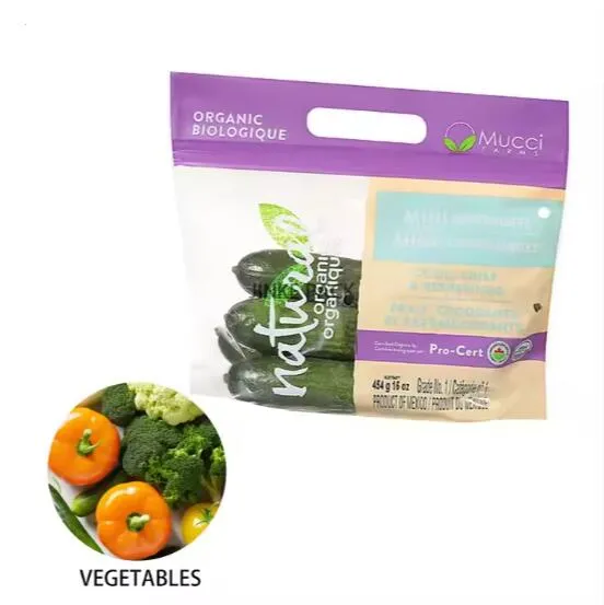 Zakázková digitálna tlač Plastová taška Taška na balenie uhoriek Taška na uhorky na potraviny Uhorky Zelenina